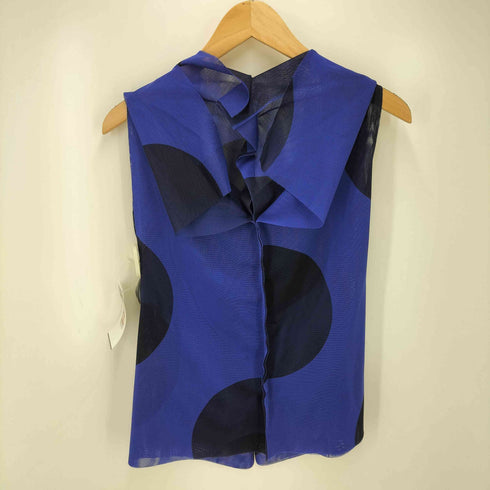 イッセイミヤケ ISSEY MIYAKE 10SS フリル デザイン 変形 ノースリーブ ドット ブラウス レディース JPN:2
