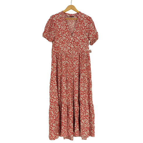 ザラ ZARA フラワープリント ハーフボタン スキッパー ワンピース レディース import:M