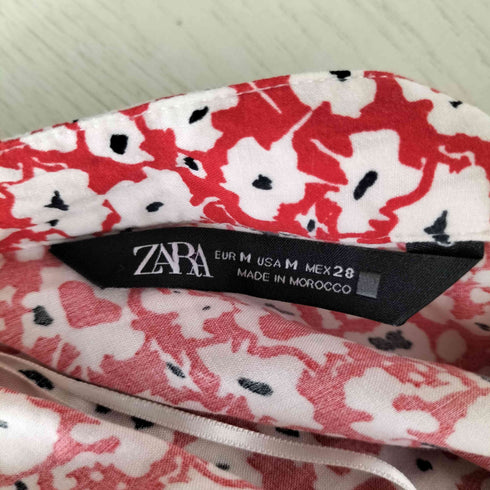ザラ ZARA フラワープリント ハーフボタン スキッパー ワンピース レディース import:M