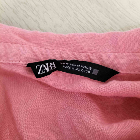 ザラ ZARA リネン ティアード フリル スキッパー シャツワンピース レディース import:M