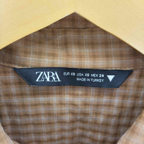 ザラ ZARA ステンカラー チェックシャツ レディース import:XS