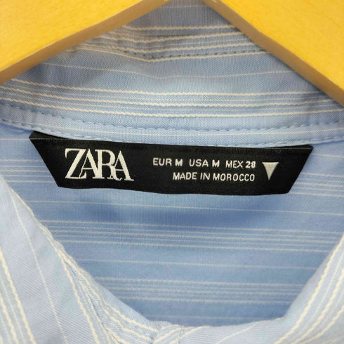 ザラ ZARA バックボタン ストライプシャツ レディース import:M