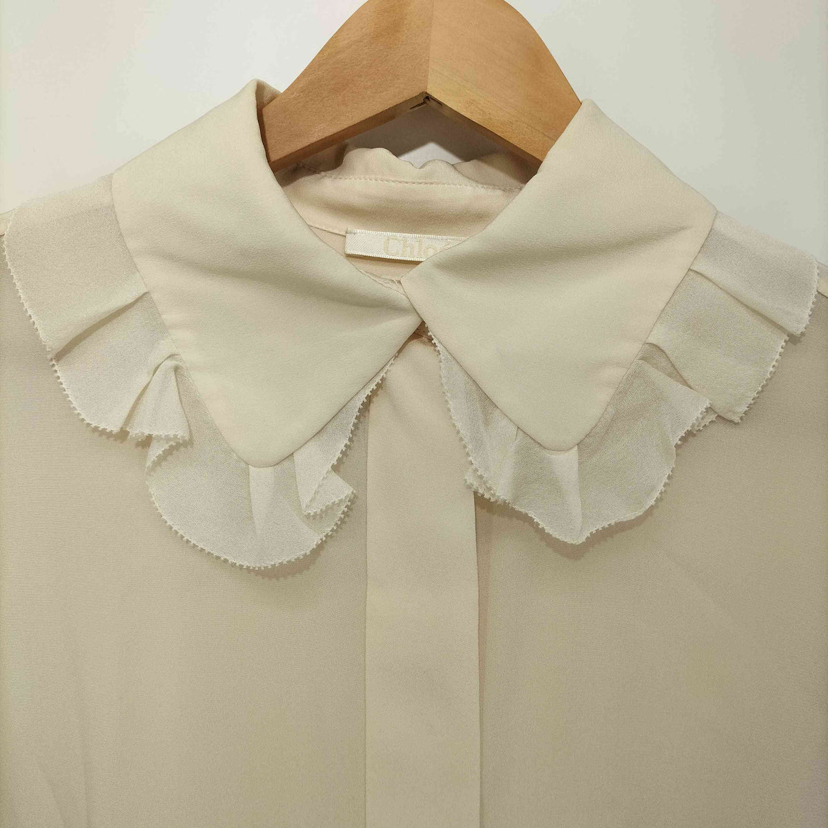 クロエ Chloe フランス製 シルク 襟フリルデザイン L/S ブラウス