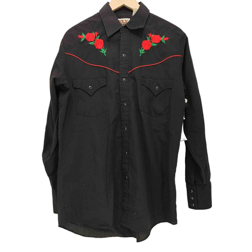 エリーキャトルマン ELY CATTLEMAN 70S 薔薇刺繍 ロングスリーブウエスタンシャツ メンズ import:M