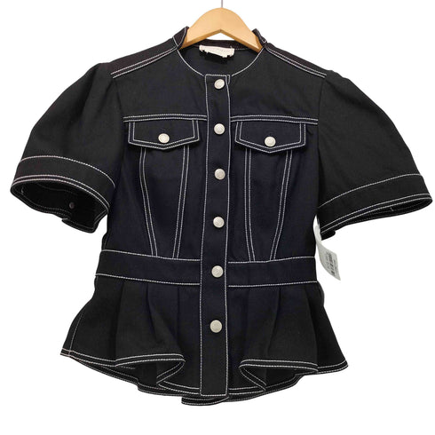 アレキサンダーマックイーン Alexander McQueen 20SS プレコレクション Sarah Burton期 イタリア製 ノーカラー デニム ワーク ブラウス レディース EUR:40