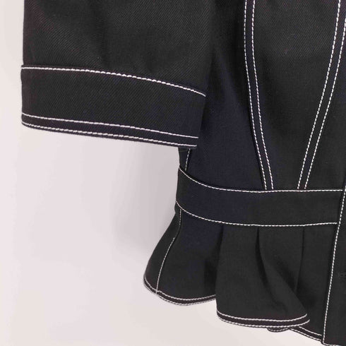 アレキサンダーマックイーン Alexander McQueen 20SS プレコレクション Sarah Burton期 イタリア製 ノーカラー デニム ワーク ブラウス レディース EUR:40