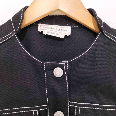 アレキサンダーマックイーン Alexander McQueen 20SS プレコレクション Sarah Burton期 イタリア製 ノーカラー デニム ワーク ブラウス レディース EUR:40