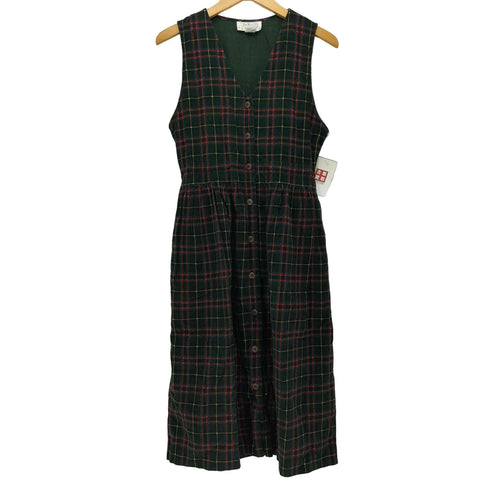 タルボット TALBOTS 90S チェック柄 コーデュロイノースリーブワンピース レディース 2P