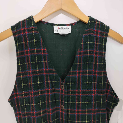 タルボット TALBOTS 90S チェック柄 コーデュロイノースリーブワンピース レディース 2P