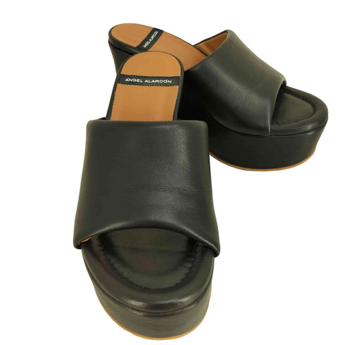 ANGEL ALARCON OLDY LEATHER PLATFORM SANDAL レディース EUR:35