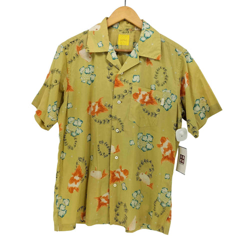 カールヘルム Karl Helmut 日本製 シルク混 金魚 ランチュウ 花 開襟 オープンカラー S/S シャツ アロハシャツ メンズ JPN:M