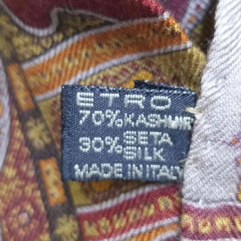 エトロ ETRO イタリア製 カシミヤ シルク ペイズリー 総柄 大判 ストール レディース