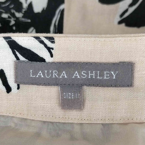 ローラアシュレイ LAURA ASHLEY リネン混フラワーミディアムスカート レディース
