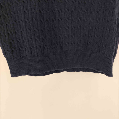 ポロジーンズカンパニーラルフローレン POLO JEANS COMPANY RALPH LAUREN 星条旗 ロゴ ケーブル リブライン フレンチスリーブ ニット Tシャツ レディース import:L