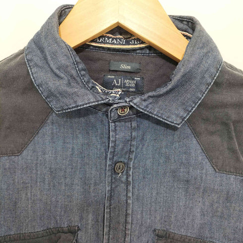 アルマーニジーンズ ARMANI JEANS SLIM コーデュロイ切替デニムシャツ メンズ M