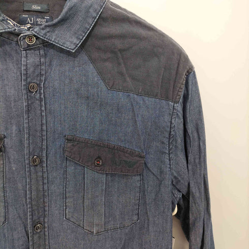 アルマーニジーンズ ARMANI JEANS SLIM コーデュロイ切替デニムシャツ メンズ M
