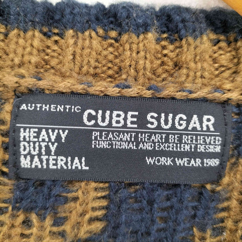 キューブシュガー CUBE SUGAR ロゴデザインシャギーニット レディース m