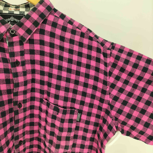 ステューシー Stussy 00S Worldwide バッファローチェック 切替カラー コットン フランネル S//S シャツ メンズ import:L