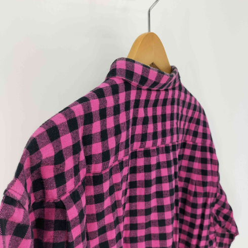ステューシー Stussy 00S Worldwide バッファローチェック 切替カラー コットン フランネル S//S シャツ メンズ import:L