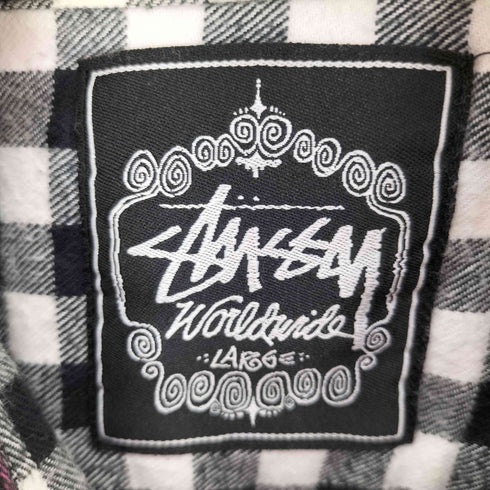 ステューシー Stussy 00S Worldwide バッファローチェック 切替カラー コットン フランネル S//S シャツ メンズ import:L
