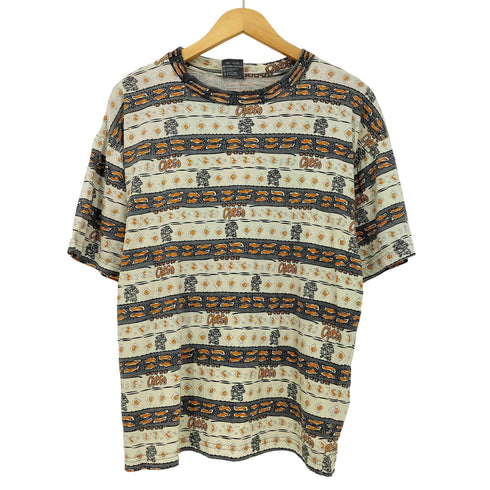 CARGO 総柄 ボーダー モックネック Tシャツ メンズ JPN:M