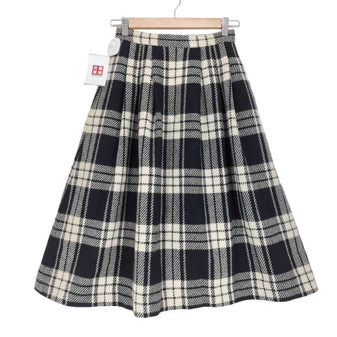J&R カシミヤ混ウールチェックプリーツスカート レディース S