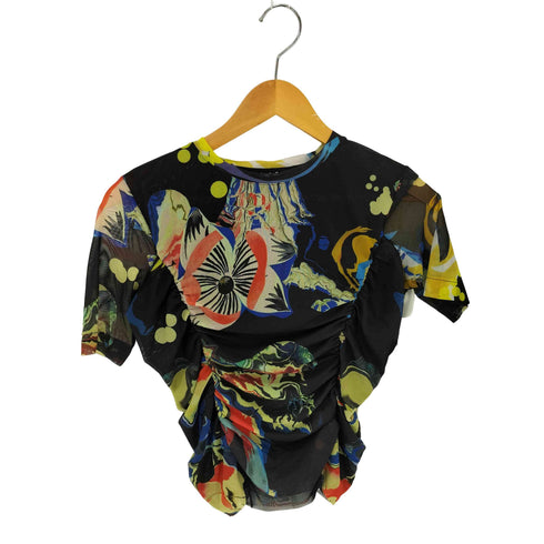 デシグアル Desigual 21SS アーティ花柄プリントとギャザーデザインのレディーススリムTシャツ レディース JPN:M
