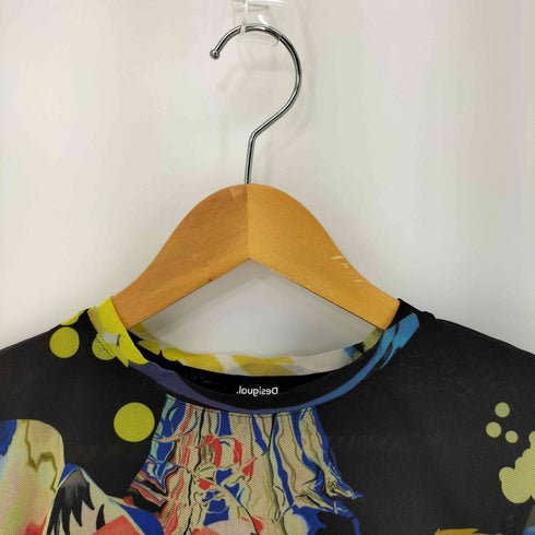 デシグアル Desigual 21SS アーティ花柄プリントとギャザーデザインのレディーススリムTシャツ レディース JPN:M