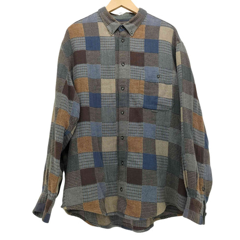 パパス papas ブロックチェック ボタンダウン L/S ネルシャツ メンズ 52