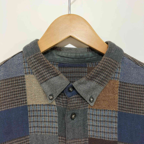 パパス papas ブロックチェック ボタンダウン L/S ネルシャツ メンズ 52