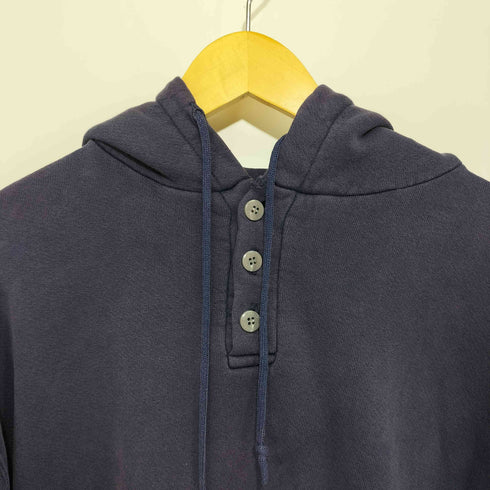 エルエルビーン L.L.Bean 90S USA製 RUSSELL ATHLETIC製 フロントボタン プルオーバー パーカー ナス紺 メンズ import:L