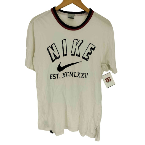 ナイキ NIKE 00S グレータグ スウッシュ ロゴ プリント リブカラー S/S クルーネック Tシャツ メンズ import:M