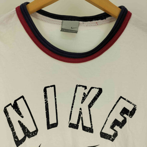 ナイキ NIKE 00S グレータグ スウッシュ ロゴ プリント リブカラー S/S クルーネック Tシャツ メンズ import:M