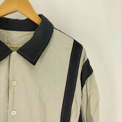 ジョセフアンドフェイス Joseph&Feiss ステッチ 切替 開襟 シルク S/S オープンカラー シャツ メンズ import:XXL
