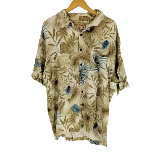 カリビアンジョー CARIBBEAN JOE リーフ柄 総柄 開襟 オープンカラー レーヨン アロハ シャツ メンズ import:L