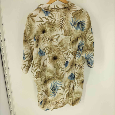 カリビアンジョー CARIBBEAN JOE リーフ柄 総柄 開襟 オープンカラー レーヨン アロハ シャツ メンズ import:L