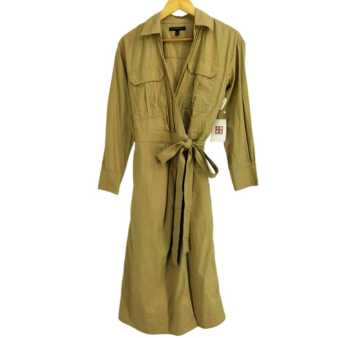 バナナリパブリック BANANA REPUBLIC LS BELTED POPL NEW BRITISH ポプリン ミディ シャツワンピース ロングアウター レディース JPN:M