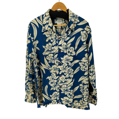 カメハメハ Kamehameha 80-90S USA製 レーヨン L/S アロハシャツ ウッドボタン メンズ import:L
