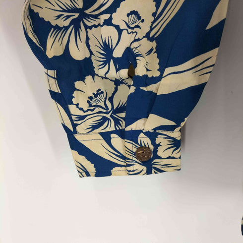 カメハメハ Kamehameha 80-90S USA製 レーヨン L/S アロハシャツ ウッドボタン メンズ import:L