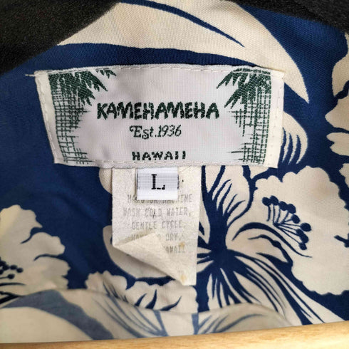 カメハメハ Kamehameha 80-90S USA製 レーヨン L/S アロハシャツ ウッドボタン メンズ import:L