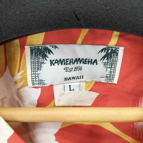 カメハメハ Kamehameha 80-90S USA製 レーヨン L/S アロハシャツ ウッドボタン メンズ import:L
