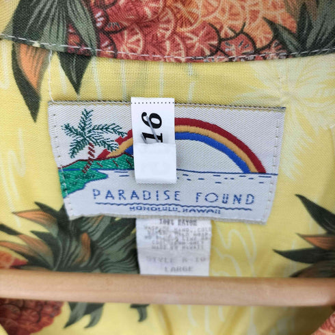 パラダイスファウンド PARADISE FOUND 80-90S USA製 レーヨン アロハシャツ ウッドボタン メンズ import:L