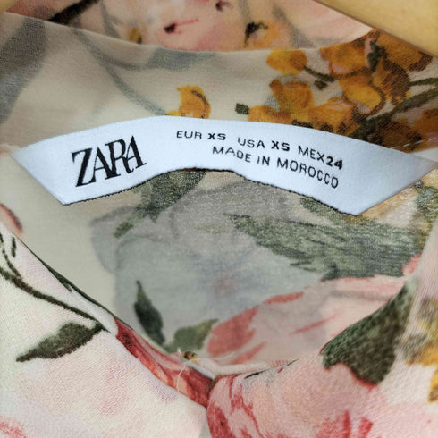ザラ ZARA 花柄 総柄 シアー シャツ ワンピース レディース import:XS