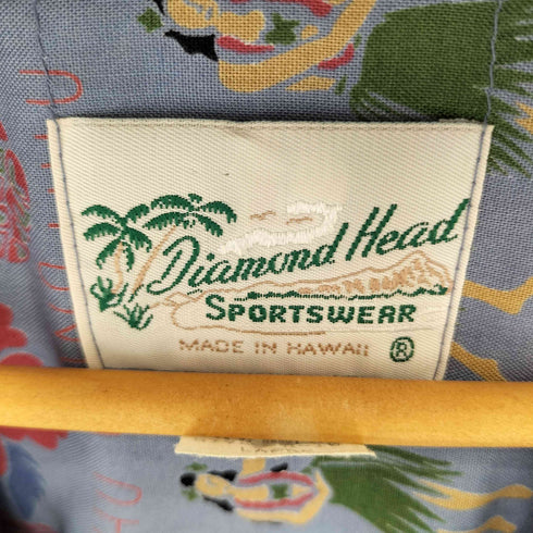 DIAMOND HEAD 80-90S USA製 レーヨン アロハシャツ ウッドボタン メンズ import:L
