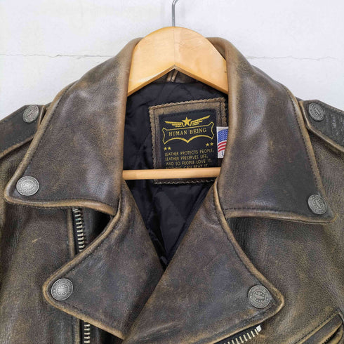 human beings USA製 COW Leather カウレザー ダブルライダースジャケット メンズ 36