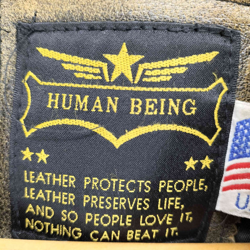 human beings USA製 COW Leather カウレザー ダブルライダースジャケット メンズ 36