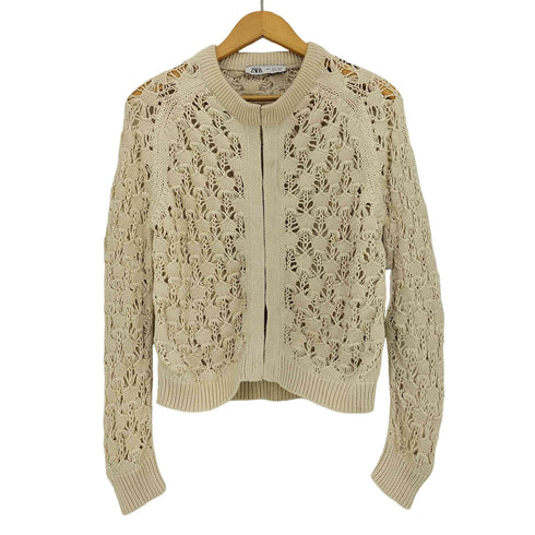 ザラ ZARA 透かし編み カーディガン レディース import:M