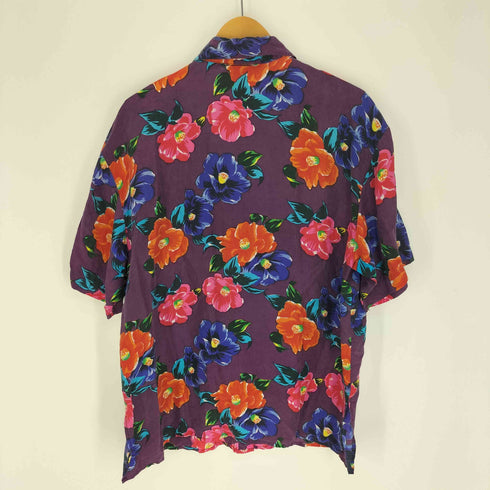 PARTNERS 花柄 総柄 開襟 オープンカラー S/S シルク シャツ レディース import:L