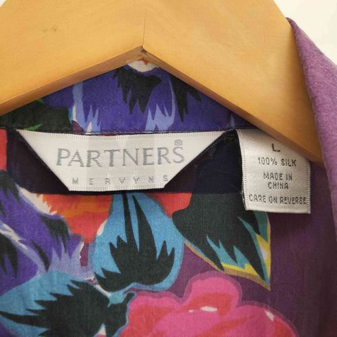 PARTNERS 花柄 総柄 開襟 オープンカラー S/S シルク シャツ レディース import:L