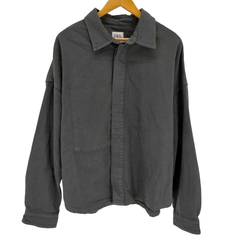 ザラ ZARA 比翼クロップドシャツジャケット メンズ import:L